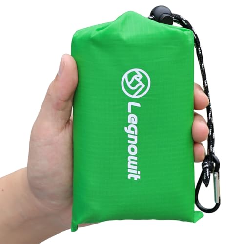 Outdoor Pocket Blanket, 55"x60" Waterproof Foldable Compact Small Pincic Blanket, Ultralight Tarp for Camping, Festival, Beach, Hiking, Backpacking, Travel and More, Stakes Included - color: Lime Green, size: 55"*60"