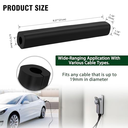 EV Charger Protector Garage Door Pass Through - Heavy-Duty Rubber, ID 19mm, Compatible for Tesla or Various Cable Types (1PK)