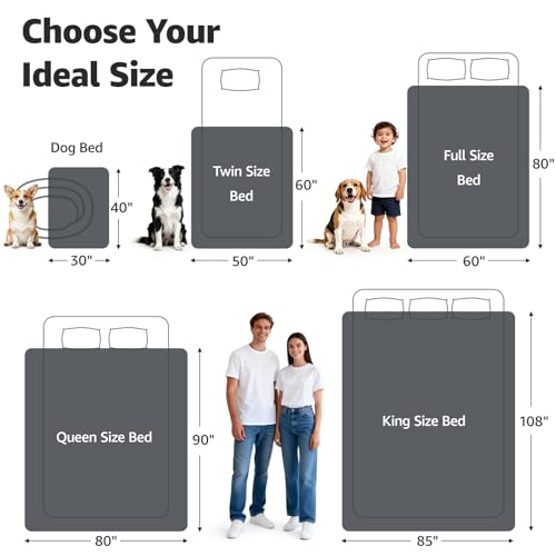 LOOBANI Waterproof Blanket for Bed: Reversible Soft Flannel Twin Bed Blanket 60" x 80", Leakproof Throw Spill-Proof Dog Pet Blanket for Couch, Sofa Protect, Movie Time, Camping, Travel, Black & Beige - color: Black+beige, size: 60" x 80"