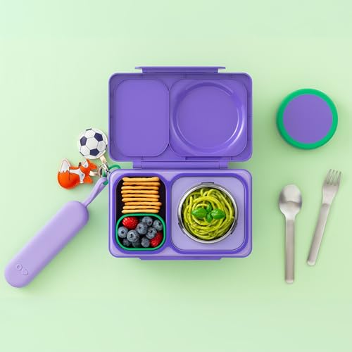 Omie OmieBox Travel Utensil Set | Fork and Spoon with Case for Easy Travel | Stainless Steel Fork and Spoon (Purple) - color: Purple, size: Age: 9+ Years