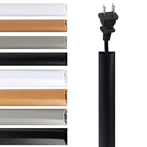 Rubber Bond TV Cord Hider Cable Protector - Strong Self Adhesive Wall Cord Cover Cable Hider - Low Profile Cable Management Wall Cord Concealer Cable Raceway - color: Black - One Thin Cord, size: 4 Feet