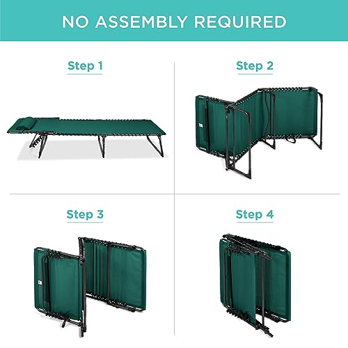 Best Choice Products Patio Chaise Lounge Chair, Portable Outdoor Folding Recliner for Lawn, w/ 8 Positions, Handles, 300lb Capacity - Forest Green - color: Forest Green