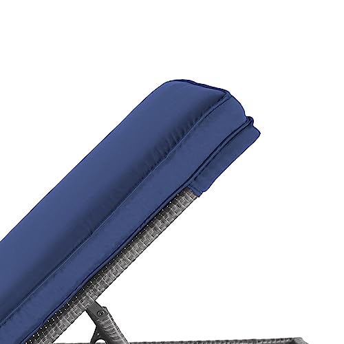 Patiorama Outdoor Patio Chaise Lounge Chair, Elegant Reclining Adjustable Pool Rattan Chaise Lounge Chair with Cushion, Grey PE Wicker, Steel Frame, for Deck, Poolside, Backyard (Blue) - color: Blue