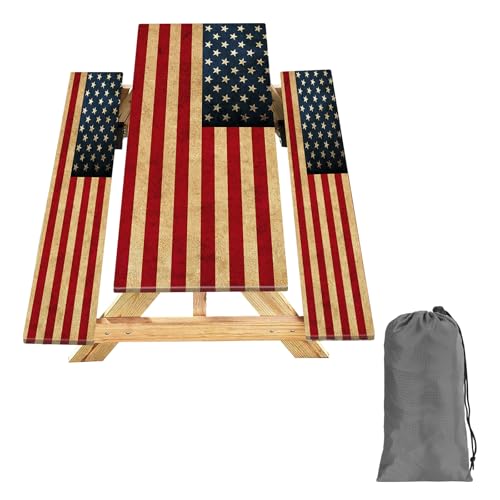 Picnic Table Cover with Bench Covers 8FT 3PCS, 250th Anniversary Rectangle Tablecloth, Waterproof Fade Resistant American Flag Decor for 4th of July for Outdoor Parties, 96", US Flag - color: Us Flag, size: 96"