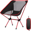 Ultralight Camping Chair, Portable Foldable Compact Chair with Breathable Nylon Mesh, Lightweight Folding Backpacking Hiking Chair for Outdoor Camp, Travel, Beach, Picnic, Hiking(Red) - color: Black and Red