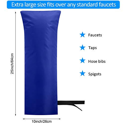 Frienda Outdoor Faucet Cover for Winter Freeze Protection 25'' x 10'' Winter Outside Large Backflow Preventer Insulation Spigot Hose Bib Cover for Garden Lawn Faucet Yard Hydrant(Blue,2 Pieces) - color: Royal Blue
