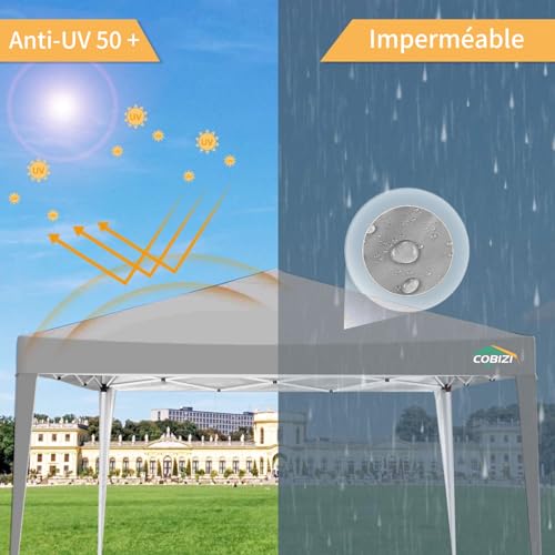 COBIZI 10x10 Pop Up Canopy Tent Without Sidewall, UPF 50+ Waterproof Outdoor Canopy, Instant Tent Portable Canopies Gazebo for Commercial Sun Shade Party Backyard with 4 Sandbags(Gray)