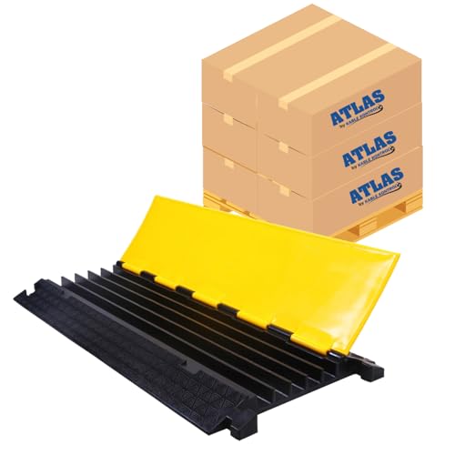 Kable Kontrol Atlas Cable Protector Wire Ramp - 5 Channel Bulk Wholesale Pallet – 10 Pcs - 35” Long Black & Yellow - 24000 Lbs Load Capacity - Rubber Speed Bump Wire Protector Cord Cover - CP9975 - size: 5 Channel - 10 Units