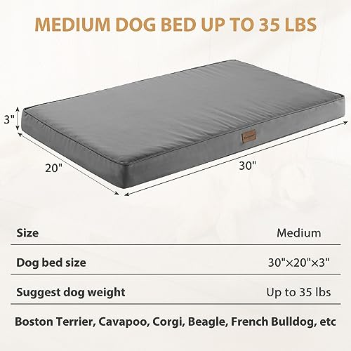 BFPETHOME Outdoor Dog Bed for Large Dogs, Waterproof, Orthopedic with Removable Washable Cover, Egg Crate Foam Mat. (30 x 20in, Dark Grey) - color: Dark Grey, size: 30.0"l X 20.0"w X 3.0"th