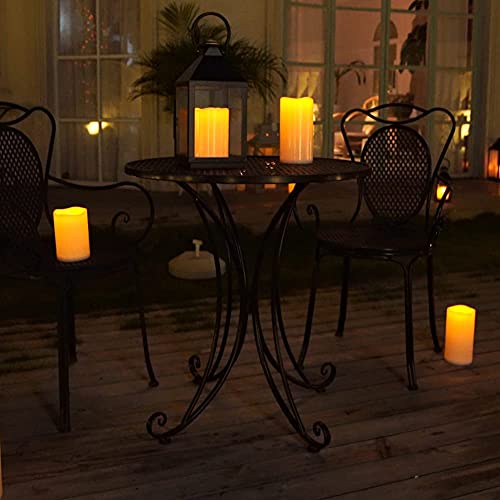 Homemory 6" 8" 10" x 4" Waterproof Outdoor Flameless Candles, Battery Operated Flickering LED Pillar Candles with Remote and Timers for Indoor, Plastic, Ivory White - color: Ivory White, size: 4"x 6"/8"/10"