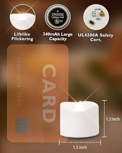 Homemory Cool White Flameless LED Tea Lights Candles, 200+Hour Battery Operated Fake Electric Votive TeaLights for Christmas, DIY Mood Lighting, Party, Holiday, Funeral, Home Decor, 24-Pack - color: Cool White Glow – White Body, size: Pack of 24