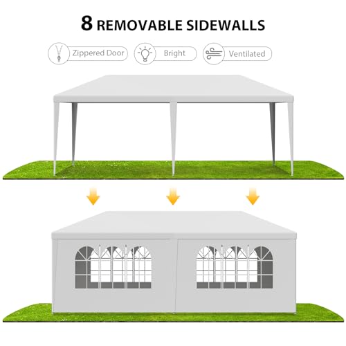 LEMY Gazebo Tent, Outdoor Canopy Shelter with Removable Sidewalls and Windows, Waterproof Heavy Duty Canopy for Patio, Garden, Party Wedding, 10' x 20', White - size: 10' x 20'