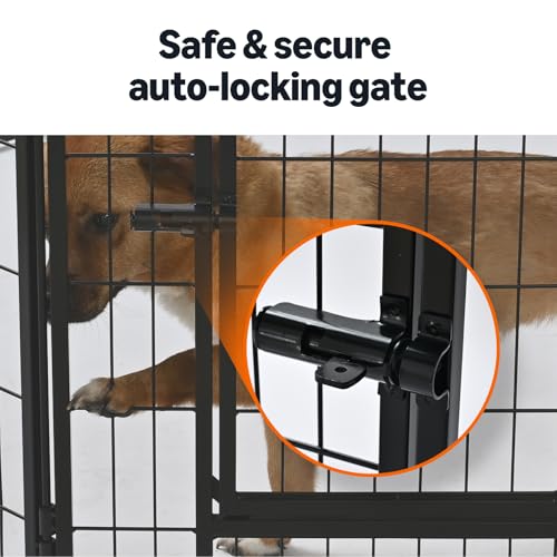 Amazon Basics Dog Playpen, 8 Panels Metal Fence with Door, Foldable for Indoor and Outdoor Use, Suitable for Small to Medium Sized Dogs, 30 Inch Height, Black - style: 8pcs-30"