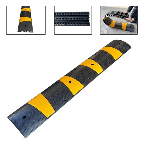 Rubber Speed Bump 6 Feet Rubber Driveway Modular Heavy Duty Speed 72.4 x 12 x 2.4 Inch Cable Protector Ramp for Garage Gravel Roads Asphalt Concrete, 6Ft-Speed Bump (2 pack 6ft speed hump) - color: 2 pack 6ft speed bump