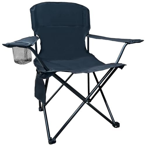 Folding Outdoor Beach Camp Chair with Cup Holder, Storage Pocket, Waterproof Bag Outdoor Arm Chair, Supports 225LBS, Black - color: Black, size: Small