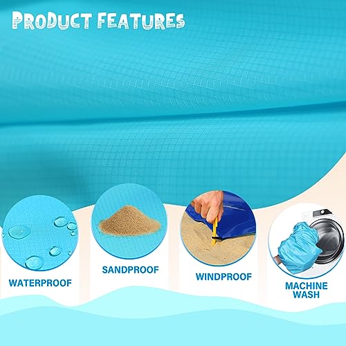 Beach Blanket Waterproof Sandproof 1-7 Adult Oversized 78 '' × 110 '' Lightweight Durable Compact Sand Free Extra Large Beach Mat for Travel Camping Hiking Picnic - color: 2blue, size: 78“x110”