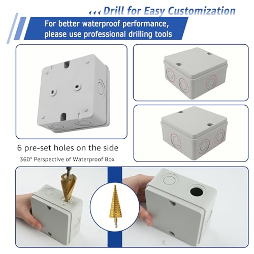 NineLeaf Junction Box, Waterproof Electrical Box IP66 Water Resistant Dustproof ABS Plastic Project Enclosure for Electronics, External Size 4.2 x 4.2 x 2.3 inch (107 x 107 x 58 mm),3PK - color: 3PK, size: 107x107x 58mm