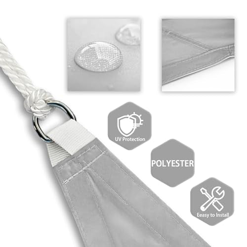 Patio Paradise 8' x 12' Sun Shade Sail Waterproof Gray Rectangle Shade Canopy UV Block Tarp Cloth Outdoor Patio Cover for Garden Backyard Deck Awning - color: Light Gray, size: 8' x 12'