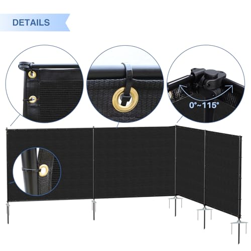 E&K 6'x12' Outdoor Privacy Screen Fence Panel Freestanding Backyard Patio Privacy Pool Fencing Temporary Garden Dog Fence with Iron Poles and Rails (Black) - color: Black, size: 0 6'x12'