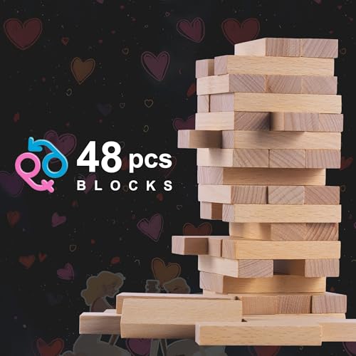 HI-REEKE Fun Couples Stacking Game Naughty Funny Wooden Block Tower Toy for Adults-48pcs