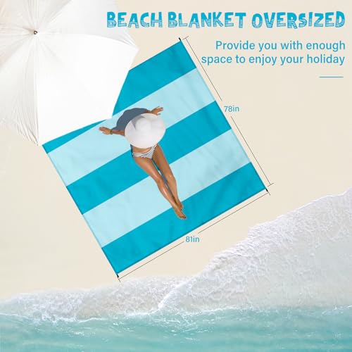 Beach Blanket 78''×81'' - Waterproof Sandproof Sand Free Oversized Mat for 1-5 Adults, Lightweight Durable Compact for Beach Travel Camping Hiking Picnic - color: Blue4, size: 78"x81"