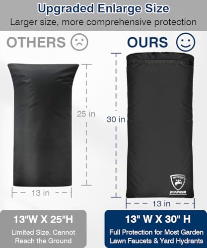 Enlarge Outdoor Faucet Cover for Winter Freeze Protection, 13” W x 30" H Hose Bib Covers Socks for Garden Lawn Faucets & Yard Hydrant, Reusable Long Insulated Spigot Cover, Black, 1 Pack - size: 13"×30"-1