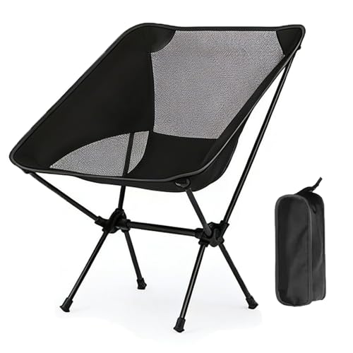 Camping Chair, Portable Foldable Compact Chair with Breathable Nylon Mesh, Lightweight Folding Backpacking Hiking Chair for Outdoor Camp, Travel, Beach, Picnic, Festival, Hiking (Black) - color: Black