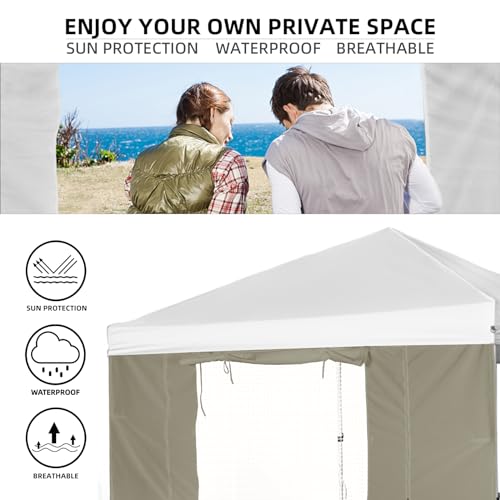Sunshade Sidewall, SunWall with Door and Window for 10×10 Pop Up Canopy Straight Leg, Outdoor Instant Canopies Wall, 1 Pack Canopy Sidewall Only (Spliceable, Khaki) - color: Khaki - Spliceable