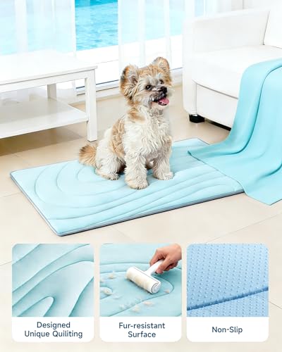 Cooling Mat for Dogs, 59"x40" Self-Cooling Pet Bed - Advanced Arc-Chill Technology 3.0 (QMAX>0.5) for Instant Cool, Non-Slip Washable Floor Mat for XL-Large Dogs, Indoor Outdoor Use - Blue - color: Blue, size: X-Large(59" x 40")
