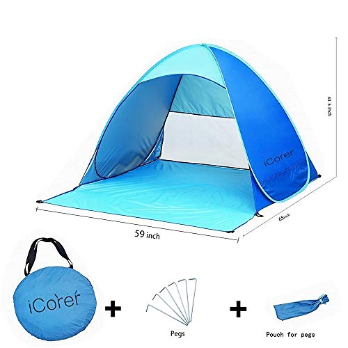Automatic Pop Up Instant Portable Outdoors Quick Cabana Beach Tent Sun Shelter - color: Blue