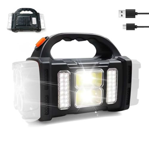 Solar Handheld Flashlight, 4 Lighting Modes Rechargeable LED Work Light, USB-C & Solar Powered Portable Lantern,Emergency Camping Light for Outdoor, Hiking, Power Outage (Silver-1pcs) - color: Silver