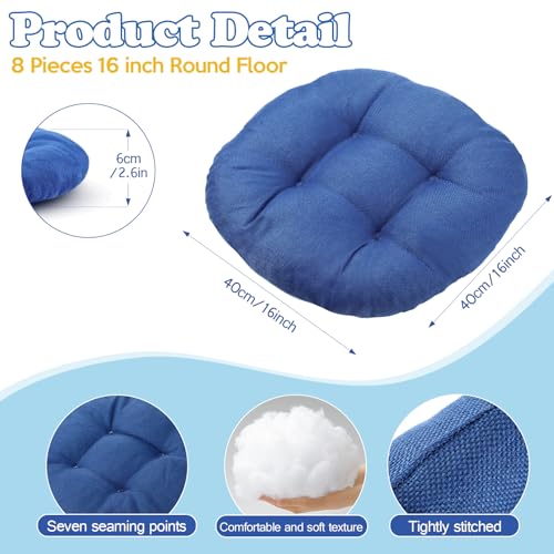 Fumete 8 Pcs 16 Inch Round Floor Cushions for Kids and Toddlers, Flexible Seating Classroom Furniture Floor Pillow for Home, Daycare, Preschool, Yoga and Meditation (Jewelry Blue) - color: Jewelry Blue