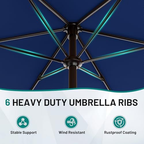 AreShark 11 FT Patio Umbrella for Outdoor, Outdoor Table Umbrella with Push Button Tilt and Crank, Outdoor Patio Umbrellas with 6 Sturdy Ribs, Patio Umbrellas for Market, Garden, Pool (Navy) - color: Navy, size: 11ft