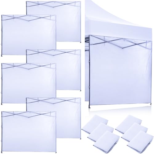 VitalCozy 6 Pcs Canopy Sidewalls for 10x10 ft Pop up Canopy Tent Waterproof Canopy Tent Sidewalls for Outdoor Party Replacement, Sidewall Only, Tent Not Included (White)
