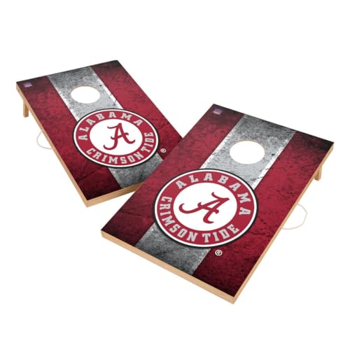 College Team Cornhole Boards, 2x4 Solid Wood Cornhole Set, Officially Licensed Corn Hole Boards, Perfect for Tailgates - color: Alabama, size: 1. NO Fun Accessories