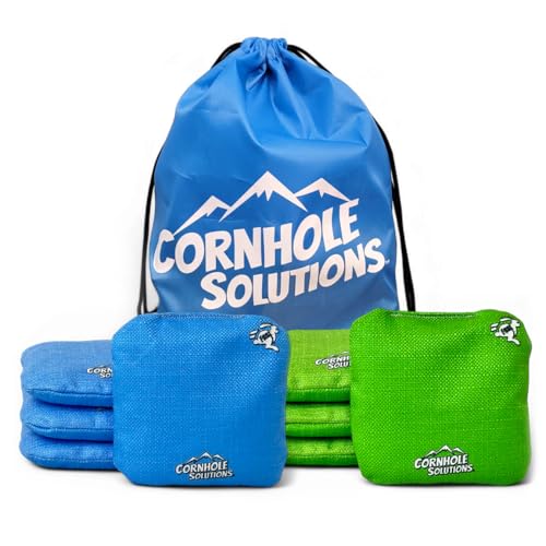 Cornhole Solutions Cornhole Bags Set of 8 – Regulation Pro Style 6x6 – Resin Filled + Tote Bag - color: Turquoise/Lime