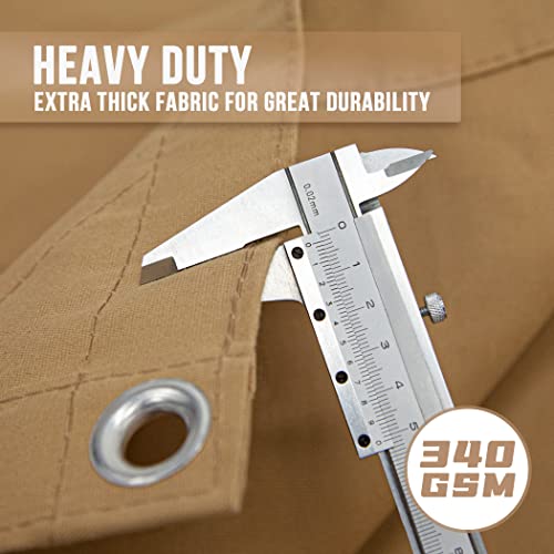 CARTMAN Finished Size 6x8 Feet Tan Canvas Tarp with Rustproof Grommets, 12 Oz Heavy Duty Multipurpose Tarpaulin Cover for Canopy Tent, Roof, Camping, Woodpile - color: Tan, size: 6'x8'