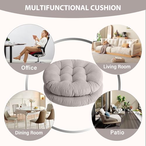 Tiita Outdoor Cushions Square Floor Pillow Thicken Tufted Seat Pad Large Floor Cushion for Yoga Meditation Living Room - color: Round|grey, size: 2 Count (Pack of 1)