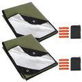 RedSwing 2 Pack Heavy Duty Waterproof Emergency Thermal Tarp, Insulated Survival Blanket for Outdoor Camping, Hiking, and Emergency Shelter, Green - color: Green 83''x59'',2 Packs