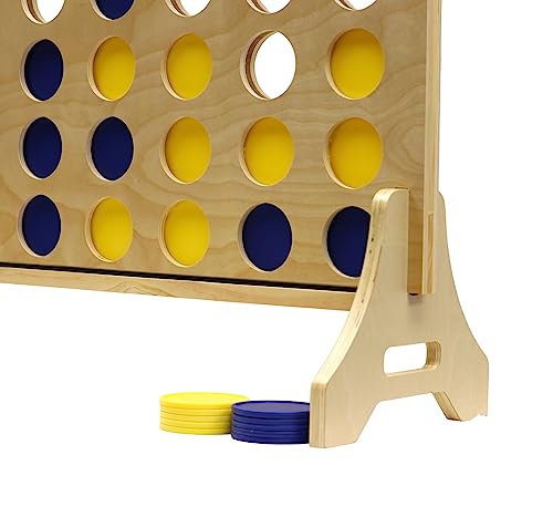 Tailgating Pros Premium Giant Four in a Row with Carrying Case - Jumbo Oversized Outdoor Yard Game - Connect Multiple Pucks in a Row to Win - Many Puck Colors Available! - color: Blue / Yellow