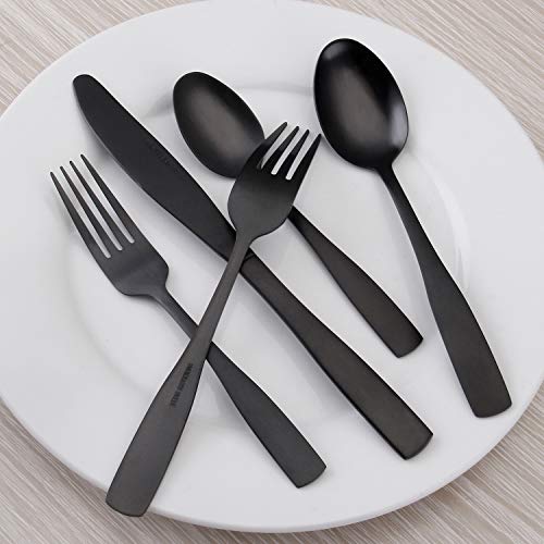 O.C.E. Matte Black Silverware Set, O.C.E. Satin Finish 30-Piece Stainless Steel Flatware set, Tableware Cutlery Set Service for 6, Utensils for Kitchens, Dishwasher Safe - color: Matte Black, size: 30-Piece