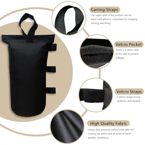 Canopy Weights Set of 4 150lbs Heavy Duty Canopy Weight Bags for Ez Pop up Canopy Tent, Weights for Outdoor Canopy Tent Legs, Set of 4, Black (Without Sand) - color: Black, size: 200lbs(4 x 50lbs)