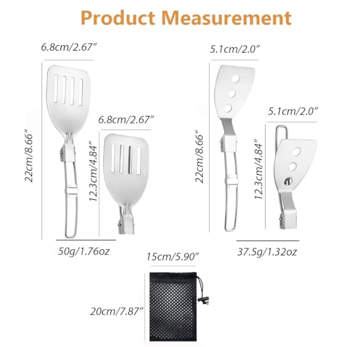 Outdoor Camping Stainless Steel Folding Spatula Sets, Lightweight Thickened Turner Tableware Spoon Cooking Utensils - color: style1