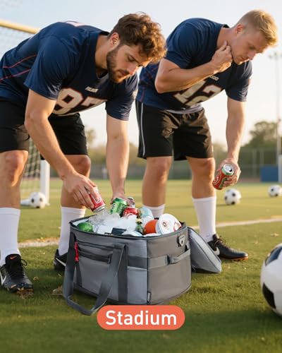 TOURIT Soft Sided Cooler Bag Insulated 30/48/60 Cans, Large Collapsible & Leakproof Ice Chest for Picnic, Beach, Camping, Travel - color: Grey, size: 60Can 40L