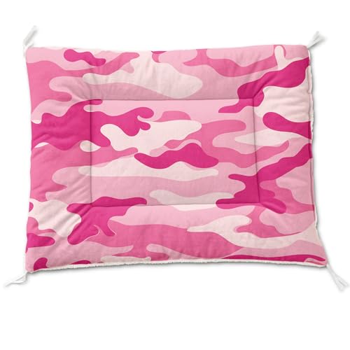 Nttopship Dog Cat Bed Mat Ultra Soft Fluffy Pet Bed Washable Fashion Dog Crate Beds Comfy Comfy Pet Sleeping Pad Suitable for Pet Raised Bed(30"x26",Pink Camo) - color: Pink Camo, size: Medium
