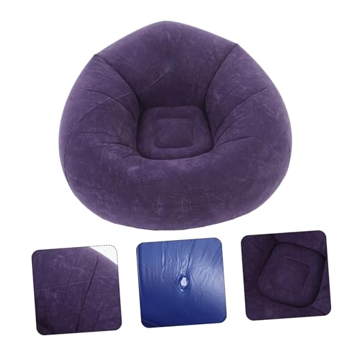 Healifty Folding Inflatable Air Sofa Chair with Soft Flocked Material Portable Single Bean Bag for Camping Travel Includes Air Pump