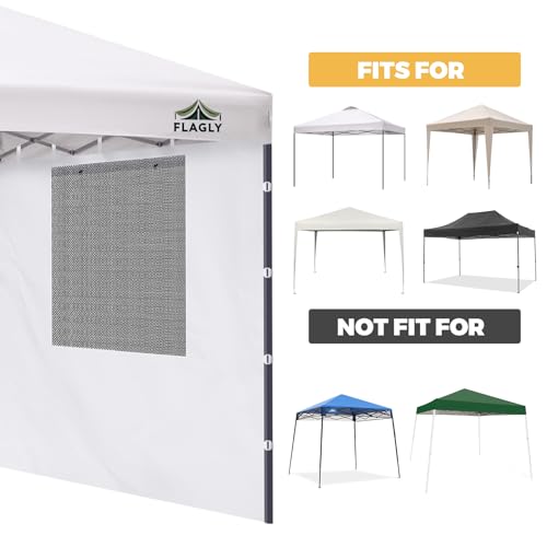 10x10 Pop Up Canopy Sidewall - 1 PC 300D Waterproof Attachable Tent Wall, Privacy Shade for Outdoor Events, Vendor Booths (Tent Not Included, with Square Mesh Window) - style: with Square Window
