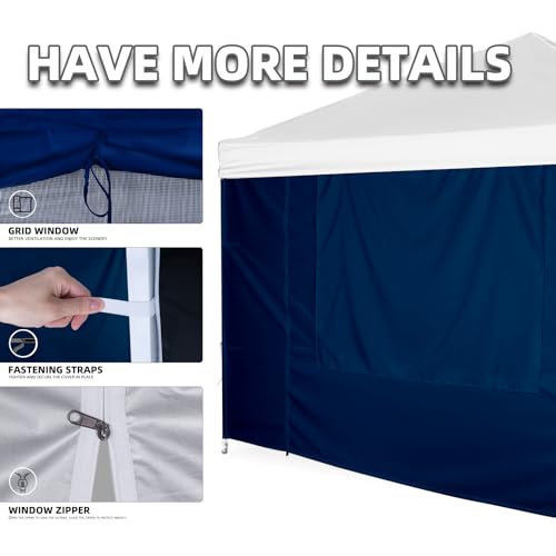 Sunshade Sidewall, Canopy Saidwall with Door and Window for 10×10 Pop Up Straight Leg Canopy Tent, Outdoor Instant Canopies Wall, 1 Pack Canopy Sidewall Only (Spliceable, Navy) - color: Navy - Spliceable