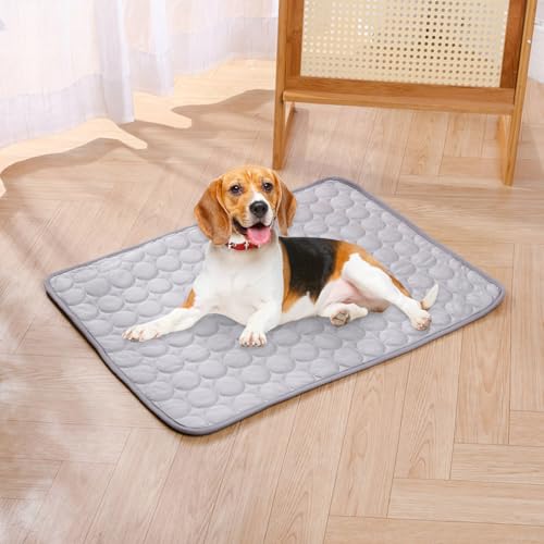 Cooling Pet Mat - Dog Summer Pad, Non-Slip Gel Comfort | Self-Cooling Puppy Cushion, Foldable Bed Blanket, Washable Crate Rest, Portable Kennel for Hot Weather - color: Light Gray, size: XS