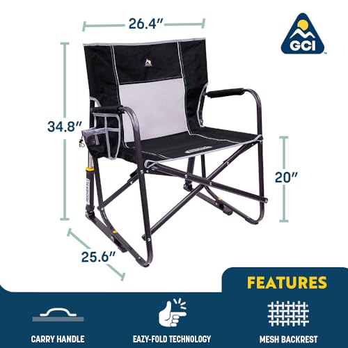 GCI Outdoor Freestyle Rocker XL Portable Folding Rocking Chair and Outdoor Camping Chair - color: Black, style: Freestyle Rocker Xl